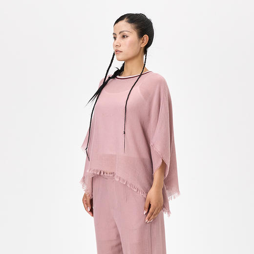 羊绒夹道圆领斗篷式女上衣  SJF97W366B 商品图3