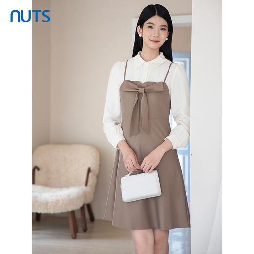 NUTS商场同款春秋款气质甜美设计感蝴蝶结长袖连衣裙女4391015A1 商品图3