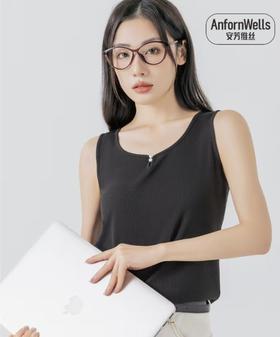 小香风珍珠扣背心螺纹莫代尔面料15135066