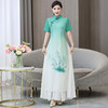 THA533浅绿素雅改良奥黛旗袍2025改良高端气质连衣裙茶服飘逸走秀演出服 商品缩略图3