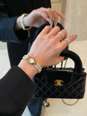 日本mikimot*o正品双链珍珠中古天然姆贝珍珠手表