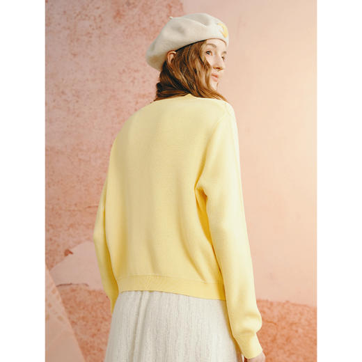 两三事梵高文艺诗悦浮香2025秋季新款百搭印花绑带针织开衫女宽松 商品图3