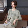 Q1027优雅妈妈装撞色条纹针织开衫秋冬新款洋气百搭中老年女装外套 商品缩略图1