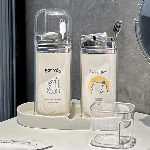 旅行出差洗漱杯便携式牙刷收纳盒三合一漱口杯刷牙牙具漱口杯套装 商品图2