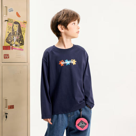 【MQD】男大童秋季新品休闲百搭亲肤长袖T恤 商品图4