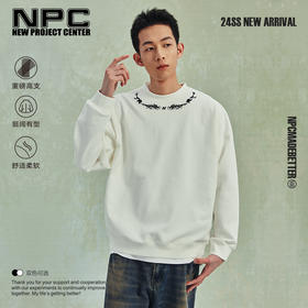 NPC潮牌立体龙纹刺绣圆领卫衣休闲高克重宽松男潮流长袖NP41ST20