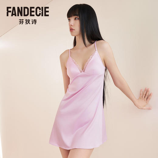 2F【Fandecie芬狄诗】性感V领睡裙刺球带胸垫家居吊带裙L00403 商品图0