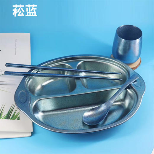 【纯钛儿童餐盘】纯钛幼儿园餐盘儿童餐具宝宝分格男女孩创意卡通防摔分隔饭菜盘子 商品图3