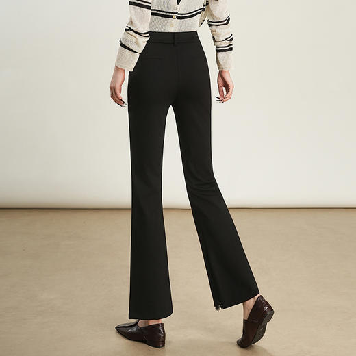 「自」全新升级【铂金会员174/天猫229/差价55】(43716)洛诗琳高腰修身微喇西装裤2025秋款蕾丝拼接显瘦通勤喇叭裤 商品图4
