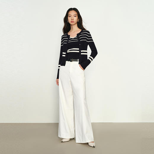 NEELLY纳俪商场同款秋季新款经典白色直筒裤女垂感休闲显瘦长裤N25084H04593 商品图2