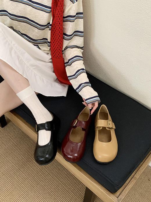 GZ韩系一字带复古小皮鞋(LH)(LD)-纪念日百货门店同款165245541 商品图1