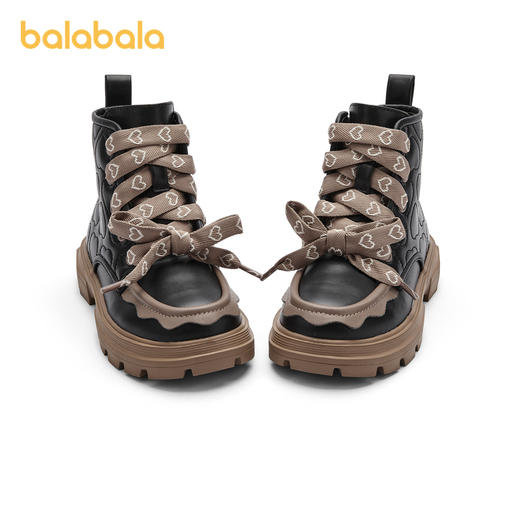 巴拉巴拉童鞋儿童靴子马丁靴女童秋冬季短靴潮流复古皮靴爱心甜美 商品图4