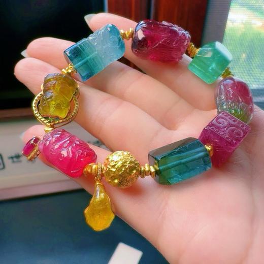 多宝雕刻单圈碧玺手串 商品图5