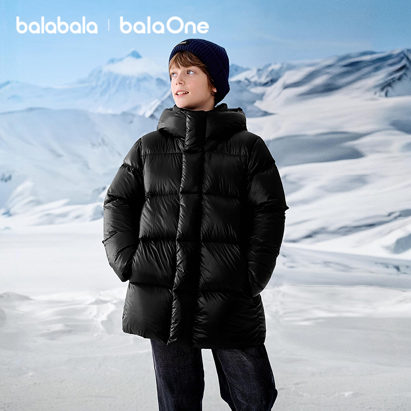 巴拉巴拉balaOne儿童羽绒服女童鹅绒加厚冬中长款男童上衣2025新