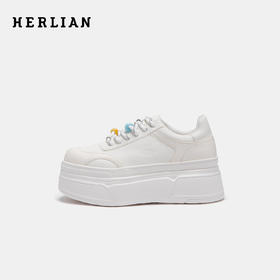 HERLIAN2025年秋季新品女士休闲鞋可拆卸配饰厚底小白鞋