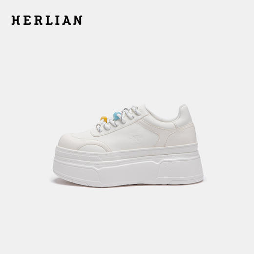 HERLIAN2025年秋季新品女士休闲鞋可拆卸配饰厚底小白鞋 商品图0