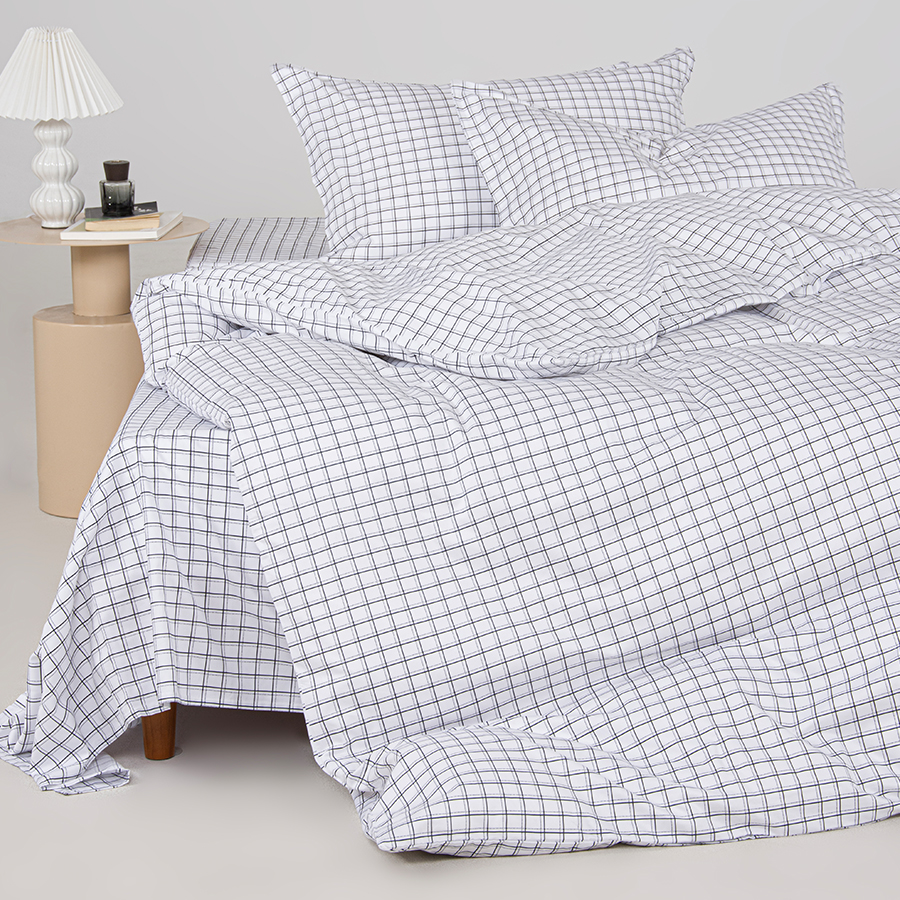 80S长绒棉贡缎印花四件套（黑白格调）