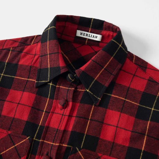 HERLIAN2025年秋季新品女士黑红格纹设计衬衫外套 商品图3