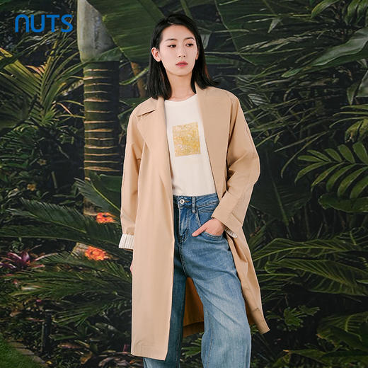 NUTS春秋季新款休闲简约气质宽松中长款风衣外套女415041423 商品图1