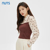 NUTS商场同款春秋季设计感小众碎花针织拼接长袖套头衫女331012188 商品缩略图2