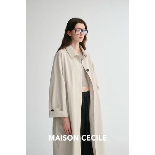 MAISON CECILE 复古经典随性单排扣宽松廓形翻领中长款风衣 商品图3