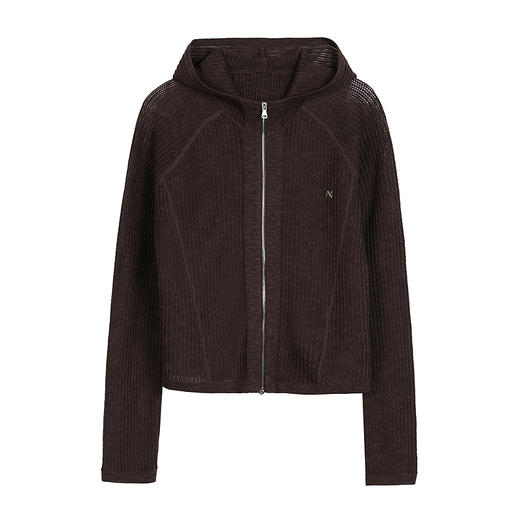 NEELLY纳俪商场同款秋季新款休闲简约针织衫女百搭舒适短款开衫N25081A01057 商品图3