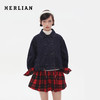 HERLIAN2025年秋季新品黑红格纹拼接抽绳可调节下摆设计牛仔外套 商品缩略图0