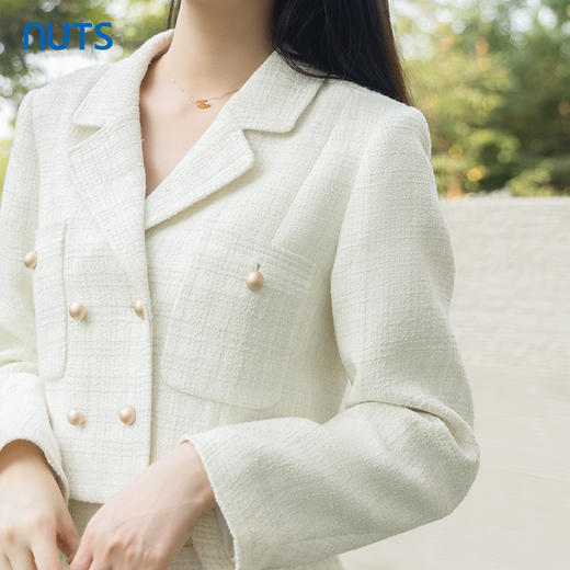 NUTS商场同款秋季简约白色小香风外套女气质时髦短外套女4320401A1 商品图4