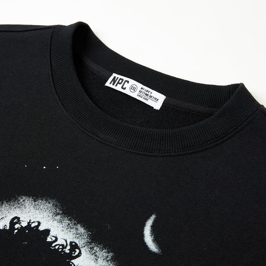 NPC潮牌【雅丹风】重磅430克发泡印花背影小男孩圆领卫衣男NP4AST12 商品图1