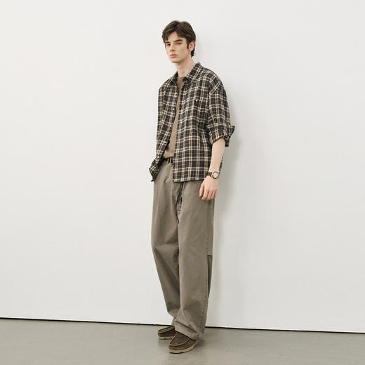 714street复古拉毛绒感格子衬衫男2025秋冬国潮情侣长袖衬衣外套 商品图2