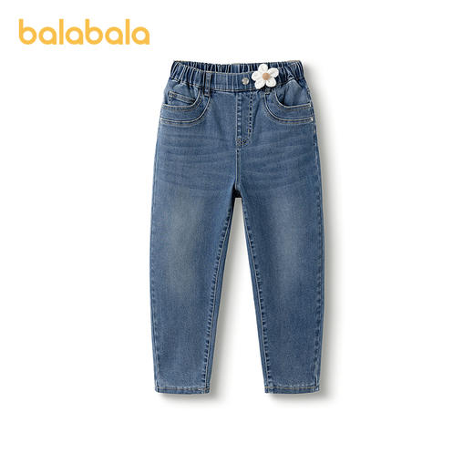巴拉巴拉童装女童裤子冬装加绒牛仔长裤儿童舒适萝卜裤复古休闲潮 商品图4