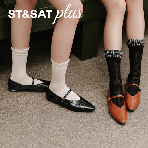 星期六气质百搭压纹平底玛丽珍SSD3111098 商品图1