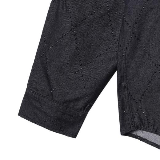 53223SDSA男士2025新款轻奢痞帅男装美式烫钻菱形纽扣开衫衬衫百搭衬衣 商品图4