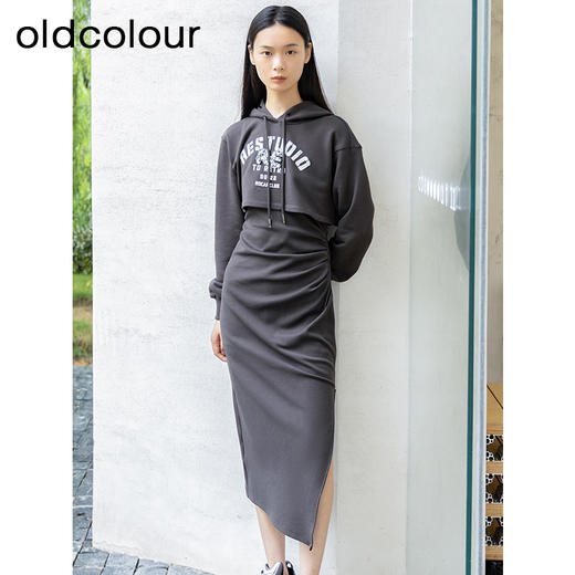 oldcolour秋季新款甜酷风字母印花连帽卫衣两件套连衣裙P381006A1 商品图0