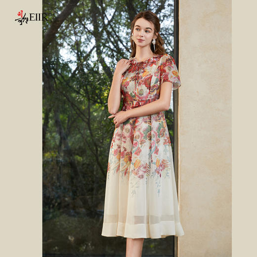 司歌印花收腰连衣裙短袖A911077X 商品图4