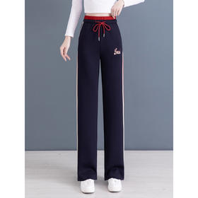 灰色运动裤女秋季2025新款加绒宽松时尚阔腿裤垂感休闲直筒卫裤子