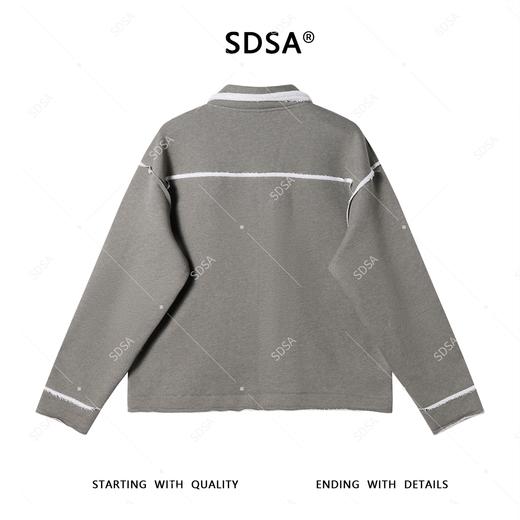 WT203SDSA男士2025新款轻奢痞帅男装撞色裁剪拉链翻领卫衣外套百搭时尚 商品图5