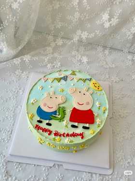 小猪佩奇手绘卡通蛋糕-低糖处理无添加