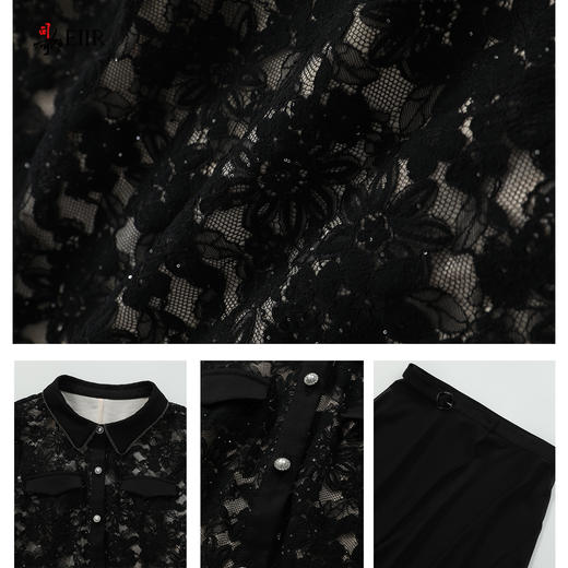 司歌两件套蕾丝连衣裙雪纺套装TO911027X 商品图2