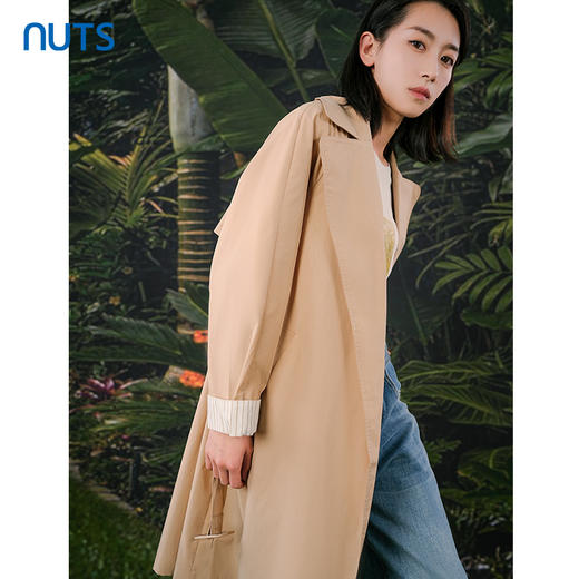NUTS春秋季新款休闲简约气质宽松中长款风衣外套女415041423 商品图3
