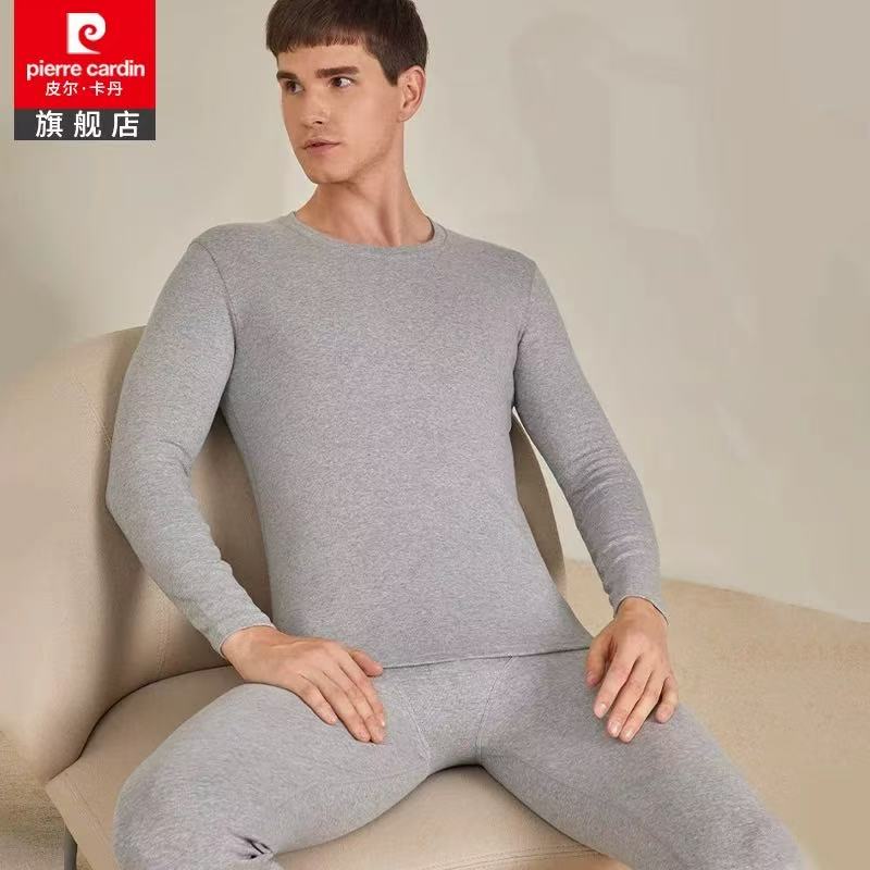 皮尔卡丹男士保暖内衣套装圆领加厚内衣男秋衣秋裤修身打底秋冬套WP274103