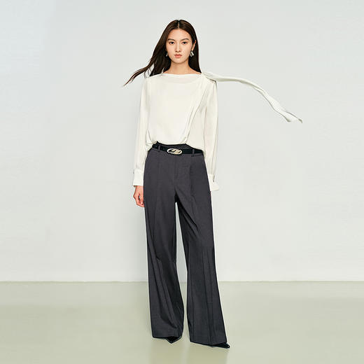 NEELLY纳俪商场同款秋季新款通勤风直筒休闲裤女西裤高腰长裤N25084H04606 商品图2