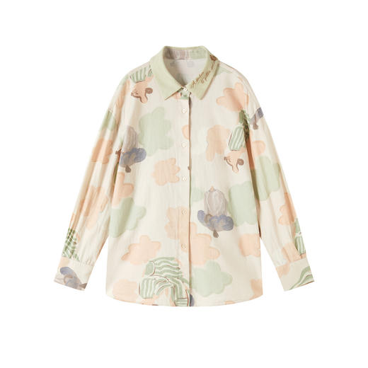 谜底衬衣长袖女2025秋季新品复古通勤磨毛印花亲肤衬衫253MC1245 商品图4