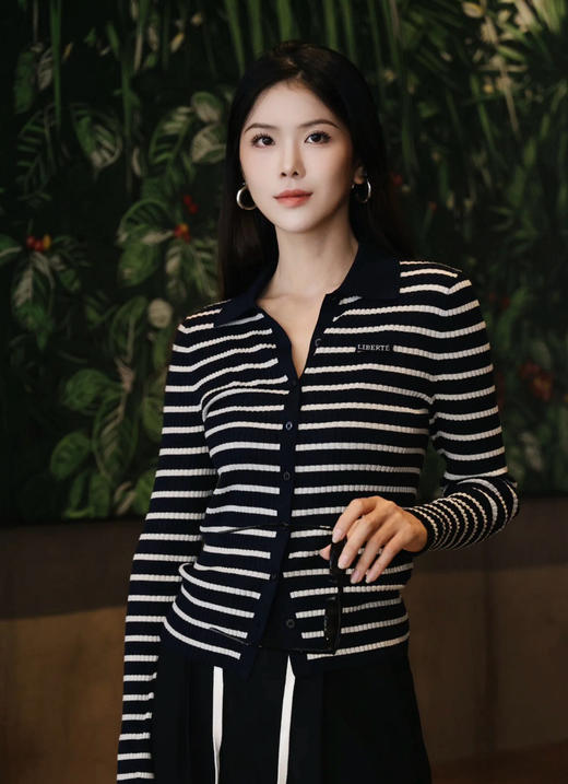 秦岚同款moco针织衫条纹衫开衫081404 商品图0