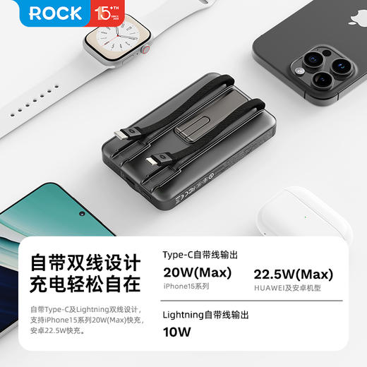 ROCK P50五合一磁吸支架带线PD20W快充移动电源 商品图2