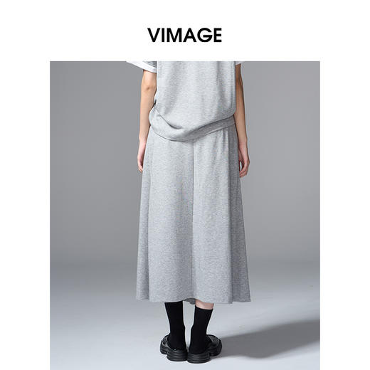 VIMAGE纬漫纪时髦灰色压褶设计时尚半身裙V2406104 商品图4