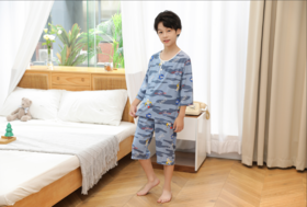【29元限时秒杀】【秀黛】男童印花绵绸空调衫男童睡衣家居服L1441001T【门店同款】【如遇缺货自动退款，介意勿拍】