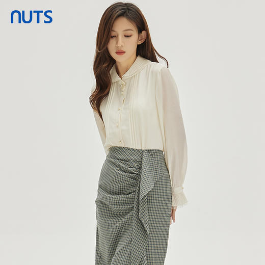 NUTS商场同款秋季时尚气质通勤风花边领设计感长袖衬衫女333012129 商品图2