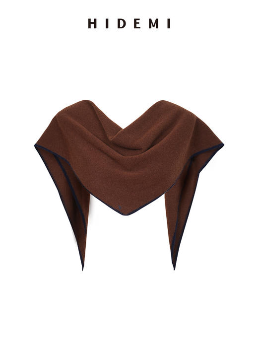 HIDEMI 进口美利奴羊毛撞色logo刺绣三角巾针织大披肩大围巾 商品图8