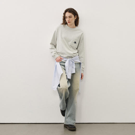 714street美式复古印花长袖上衣 2025秋季国潮纯棉宽松情侣T恤男 商品图2